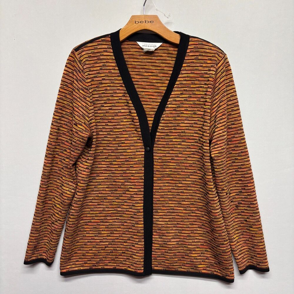 Exclusively Misook Women Cardigan Sweater Size Medium Shoulder Pads C110 -2